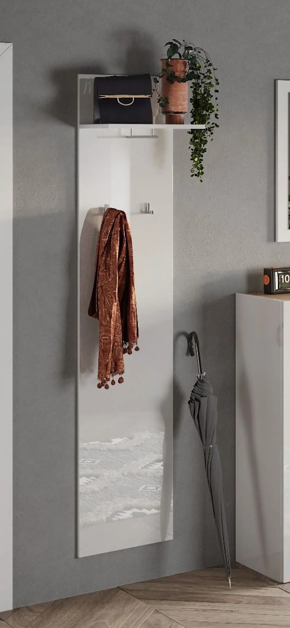 Mobile da ingresso Dublino linea Combo in finitura Bianco Lucido e Rovere Cadiz