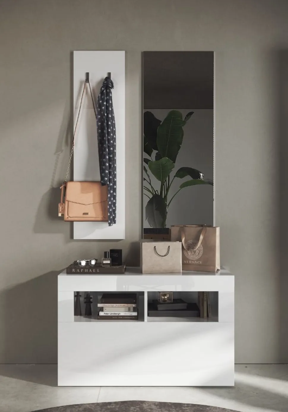Mobile da ingresso finitura Bianco Lucido Elody linea Basic