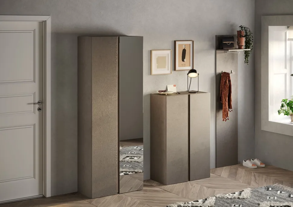 Mobile da ingresso Madrid linea Combo in finitura Bronzo e Rovere Mercure
