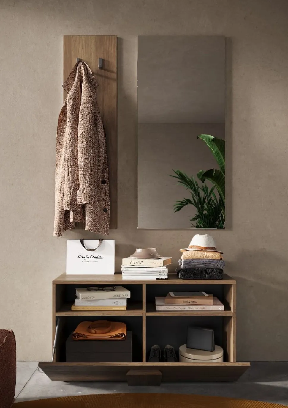 Mobile da ingresso Meddy linea Sax in finitura Rovere Mercure