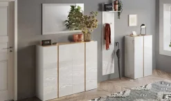 Mobile da ingresso Oslo linea Combo in finitura Bianco Lucido e Rovere Cadiz