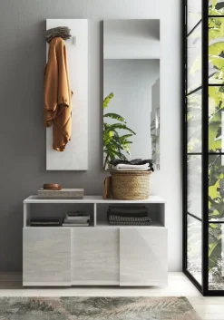 Mobile da ingresso Poly linea Dama in finitura Bianco Lucido