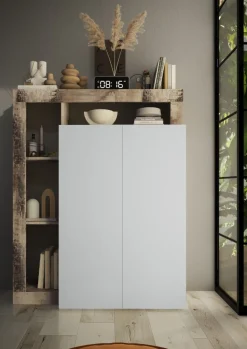 Mobile da ingresso Remo linea Frame in finitura Bianco Lucido e Pero