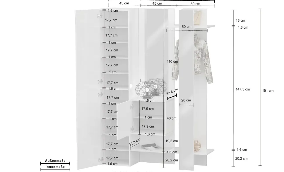 Mobile da ingresso set completo Poket in Bianco Lucido