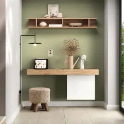 Mobile da ingresso sospeso con mensola e pensile Cadiz e Bianco lucido