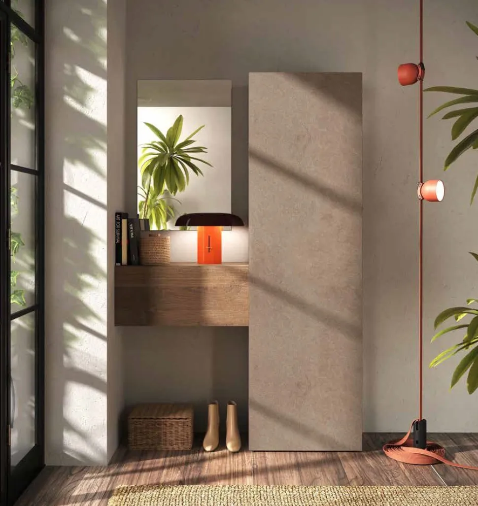 Mobile da ingresso sospeso con armadio Fiona disponibile in vari colori