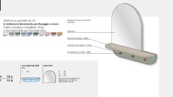 Mobile ingresso sospeso personalizzabile, specchiera sagomata e pannello con ganci appendiabiti