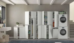 Mobile lavanderia multifunzionale salvaspazio Bianco frassino L 285 con armadio portascope