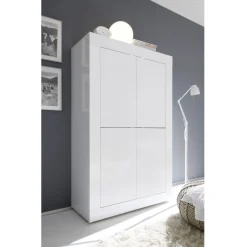 Mobile madia con 4 ante in finitura Bianco laccato lucido linea Basic