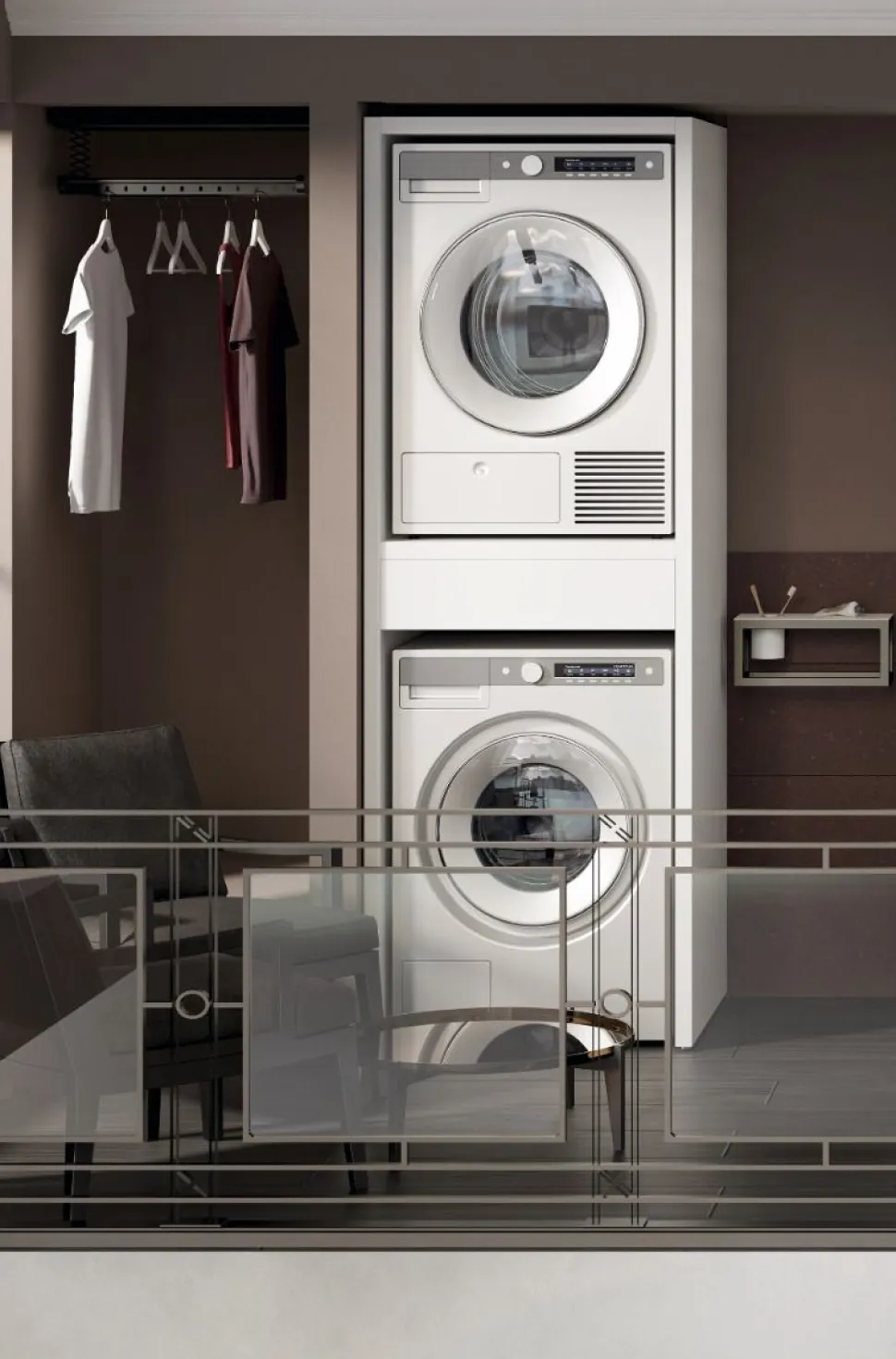 Mobile porta Lavatrice Asciugatrice H 198cm in 3 colori Spessore 36mm