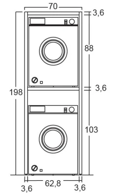 Mobile porta Lavatrice Asciugatrice H 198cm in 3 colori Spessore 36mm