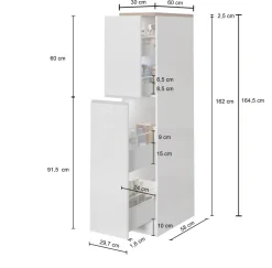 Mobile portaspezie in finitura Bianco Lucido e Rovere