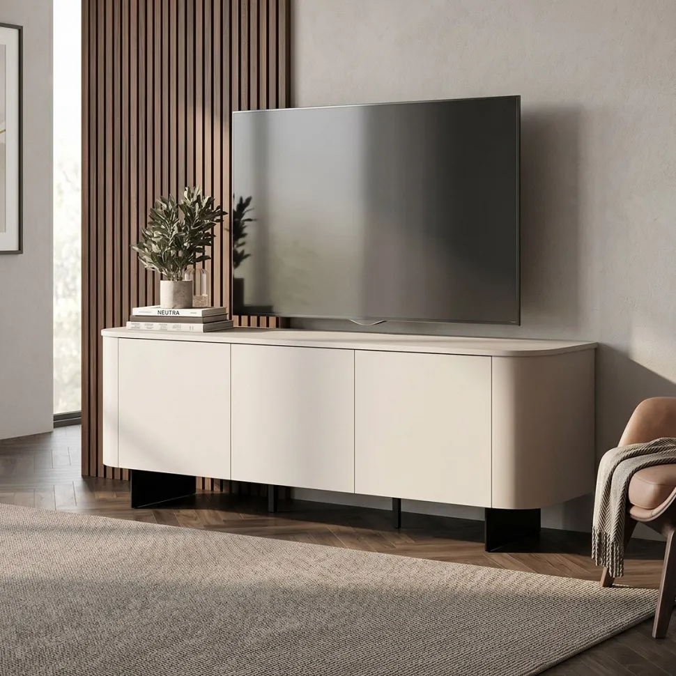 Mobile Porta TV 3 ante con apertura Push-Pull e piede a lama in metallo