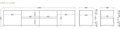 Mobile Porta TV Linea Basic L 245 cm in Bianco Lucido con 2 Ante e 1 Cassetto