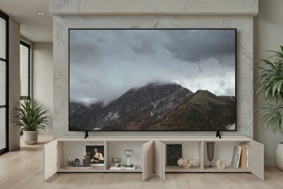 Mobile Porta TV moderno 4 ante in Cashmere Cannettato