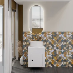 Mobile sospeso con Lavabo Alluminium disponibile in 2 misure e vari colori
