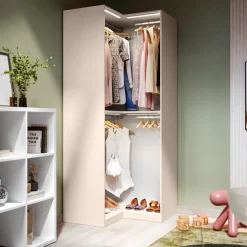 Modulo angolare per cabina armadio a giorno finitura Cashmere disponibile in 4 colori
