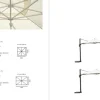 Ombrellone da giardino palo Ovale 93x60 mm ruotabile 360° in 2 misure e 2 colori