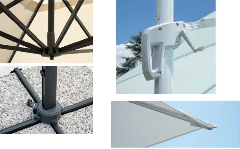 Ombrellone da giardino ruotabile in Alluminio Orientamento a 360° 2 Misure e 3 Colori