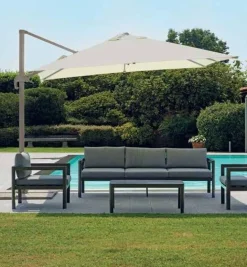Ombrellone da Giardino Ruotabile 360° fusto Tortora palo Ovale rinforzato