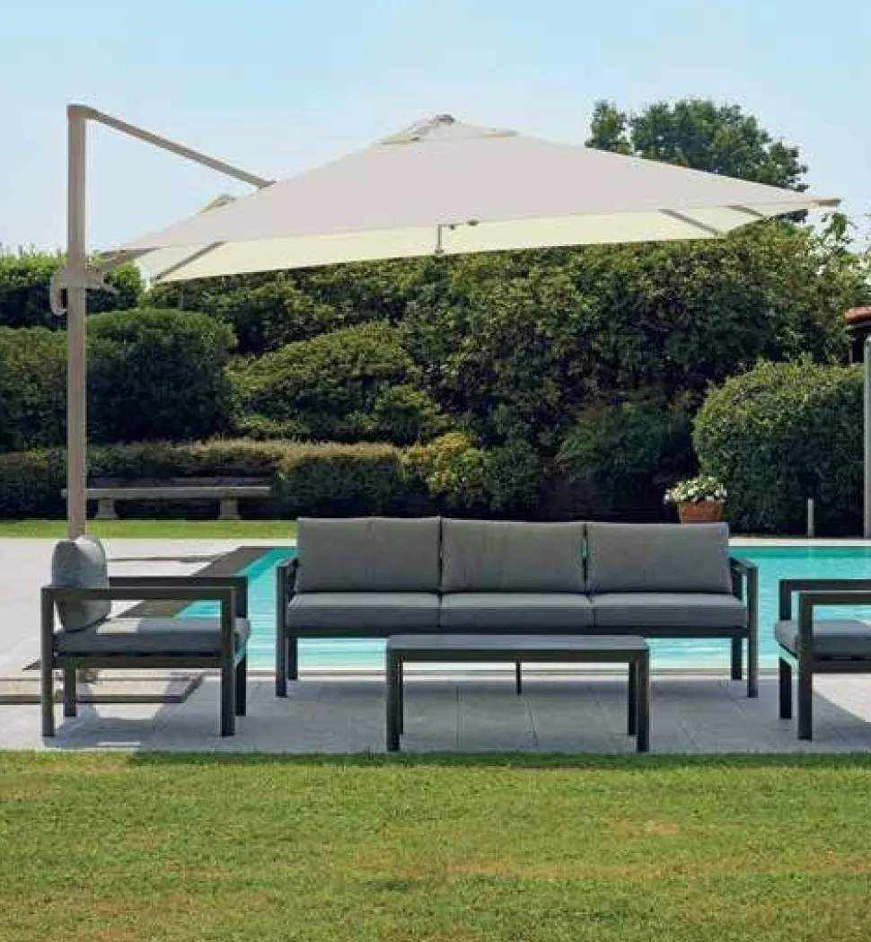 Ombrellone da Giardino Ruotabile 360° fusto Tortora palo Ovale rinforzato