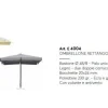 Ombrellone Rettangolare 3x4 m in Legno palo Unico Ø 48 mm Doppia Carrucola