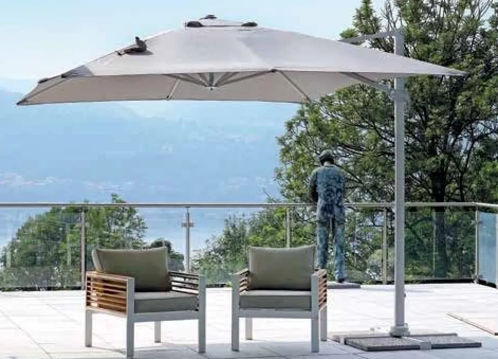 Ombrellone ruotabile 360° tessuto Spuncrylic Grigio fusto Bianco Rinforzato