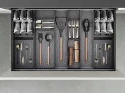 Organizzatore inclinato per cassetto Orderbox, 150x470 mm, Acciaio e Legno, Grigio antracite