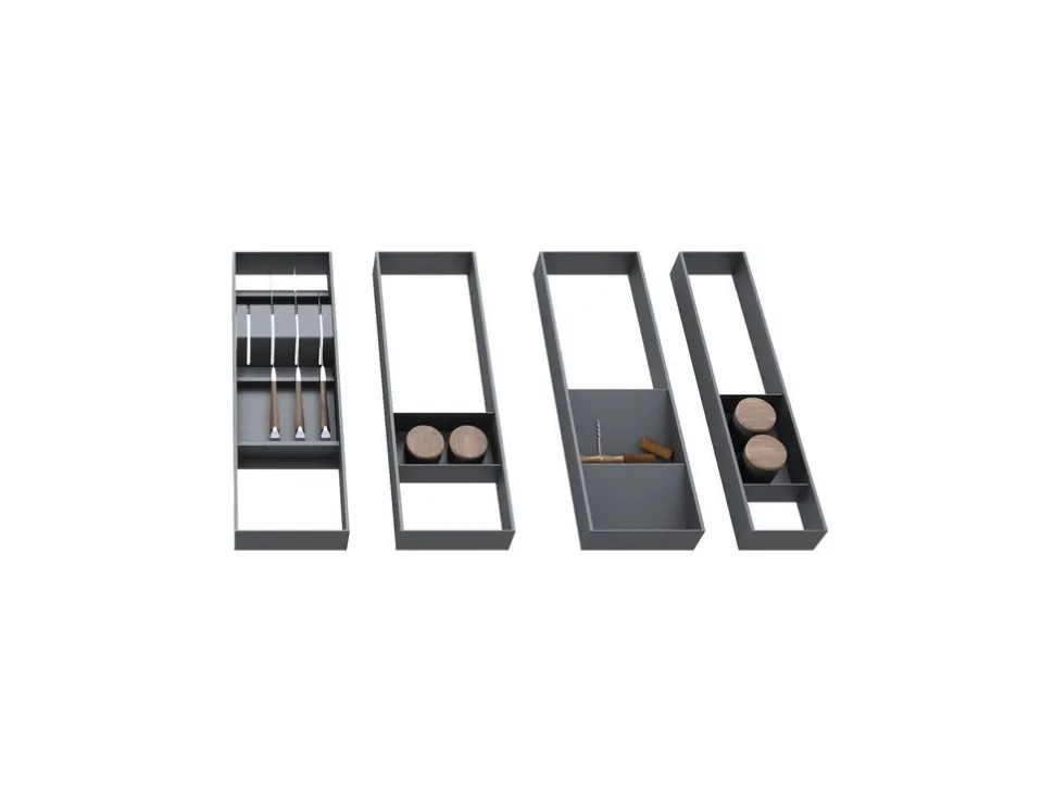 Organizzatore inclinato per cassetto Orderbox, 150x470 mm, Acciaio e Legno, Grigio antracite