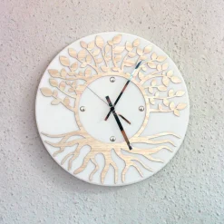 Orologio da parete albero della vita - bianco / legno naturale