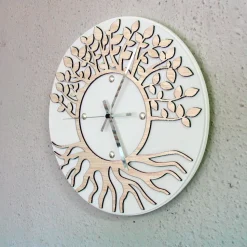 Orologio da parete albero della vita - bianco / legno naturale