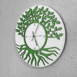 Orologio da parete albero della vita - bianco / verde scuro