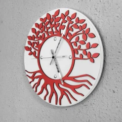 Orologio da parete albero della vita - Bianco / rosso