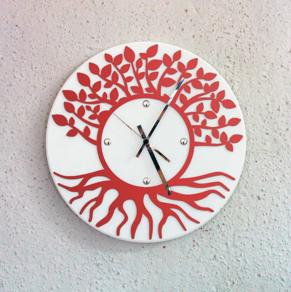 Orologio da parete albero della vita - Bianco / rosso