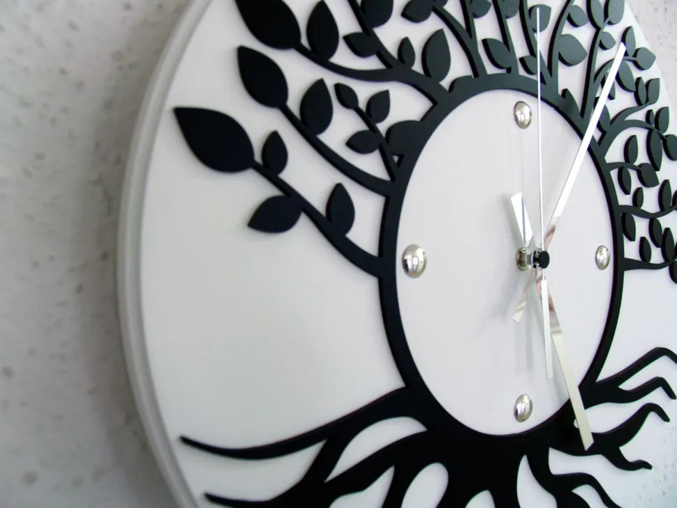 Orologio da parete albero della vita - Bianco / nero