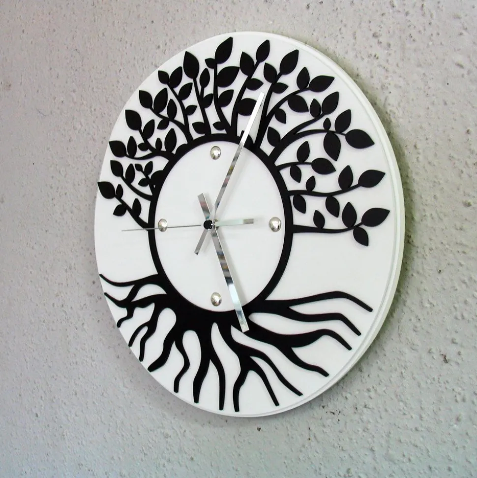 Orologio da parete albero della vita - Bianco / nero