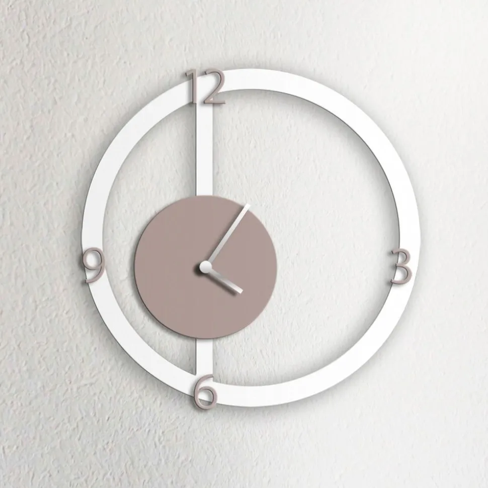 Orologio da parete HALO, bianco e tortora