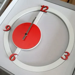 Orologio da parete HALO, bianco e rosso