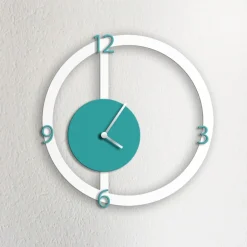 Orologio da parete HALO, bianco e acquamarina