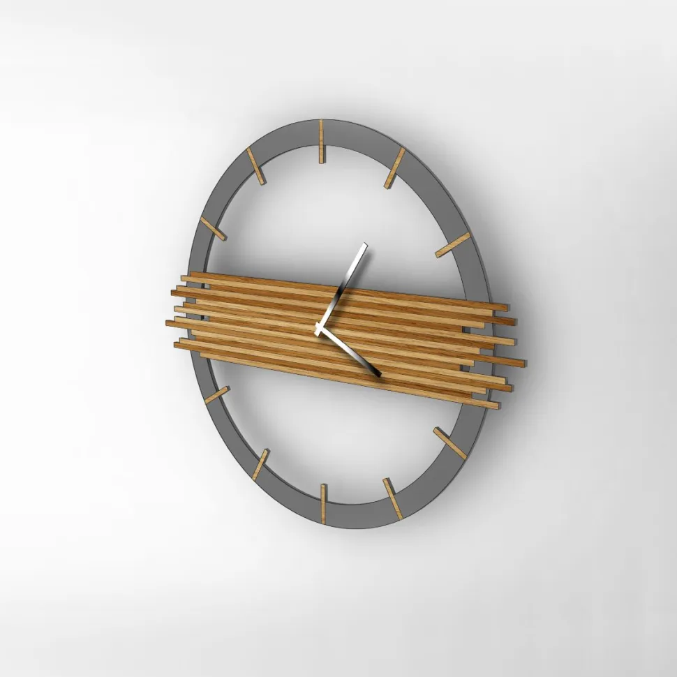 Orologio da parete URBAN antracite / rovere