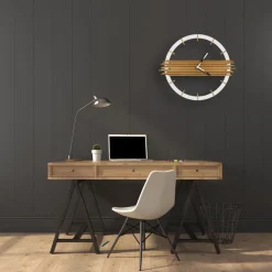 Orologio da parete URBAN bianco / rovere