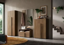 Pannello Appendiabiti da ingresso linea Sax in finitura Rovere Mercure