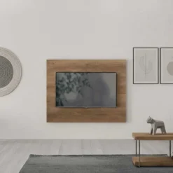 Pannello porta TV sospeso finitura Nodato Chiaro Spessore 5 cm disponibile in vari colori