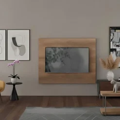 Pannello porta TV sospeso finitura Nodato Chiaro Spessore 5 cm disponibile in vari colori