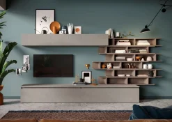 Parete attrezzata Adrien linea Arte in finitura Argilla e Bronzo