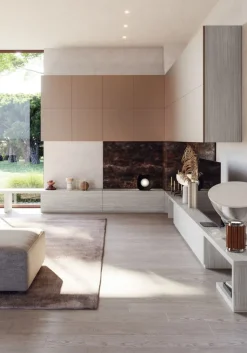 Parete attrezzata angolare componibile Gin linea Contact disponibile in 30 colori
