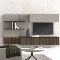Parete attrezzata componibile sospesa con pannelli attrezzati Demon disponibile in vari colori