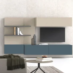 Parete attrezzata componibile sospesa con pannelli attrezzati Demon disponibile in vari colori