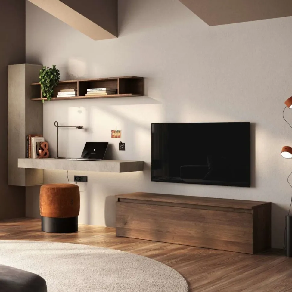 Parete attrezzata con zona studio inclusa in Argilla e Mercure