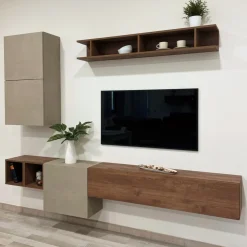 Parete attrezzata Diana linea Arte in finitura Rovere Mercure e Bronzo